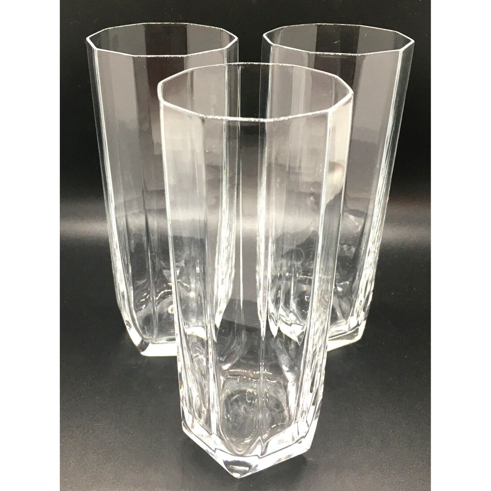 Tall Tumbler Cooler Glasses Studio Nova Diamond Facets 6 1/8 IN Set of 3